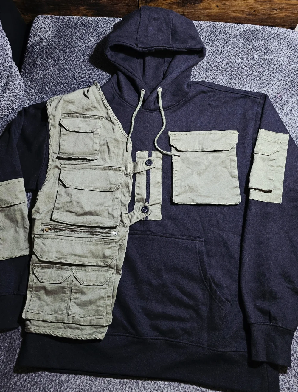 BXCLIVE Copper Rivet Tactical Hoodie Combo Men’s 2XL Black Utility Streetwear - Picture 7 of 9
